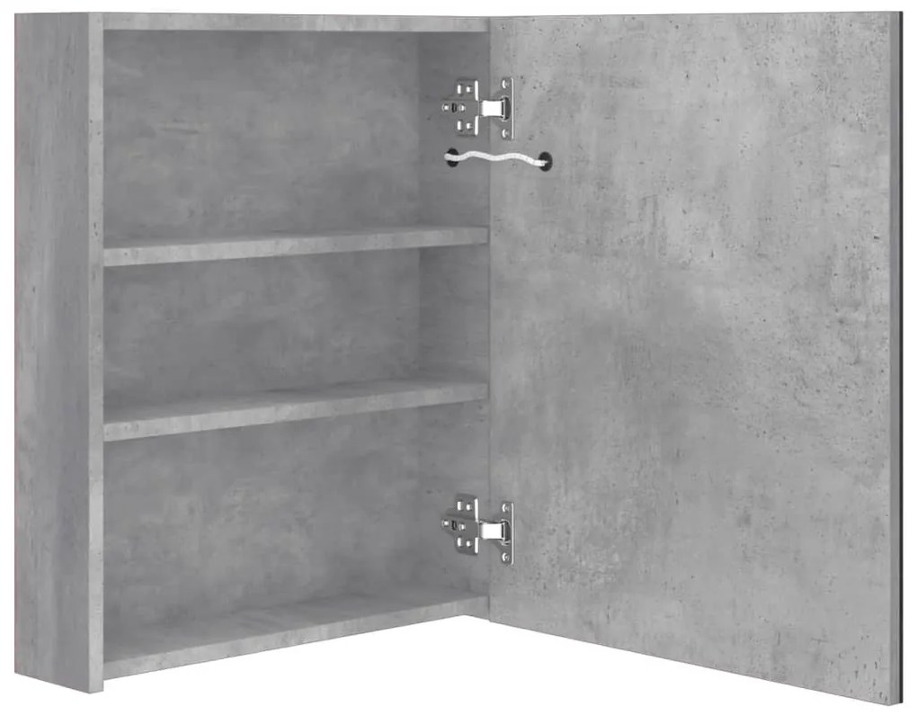 Armário espelhado casa de banho LED 50x14x60cm cinzento cimento
