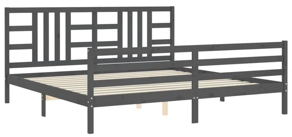 Estrutura de cama com cabeceira 200x200 cm madeira maciça cinza