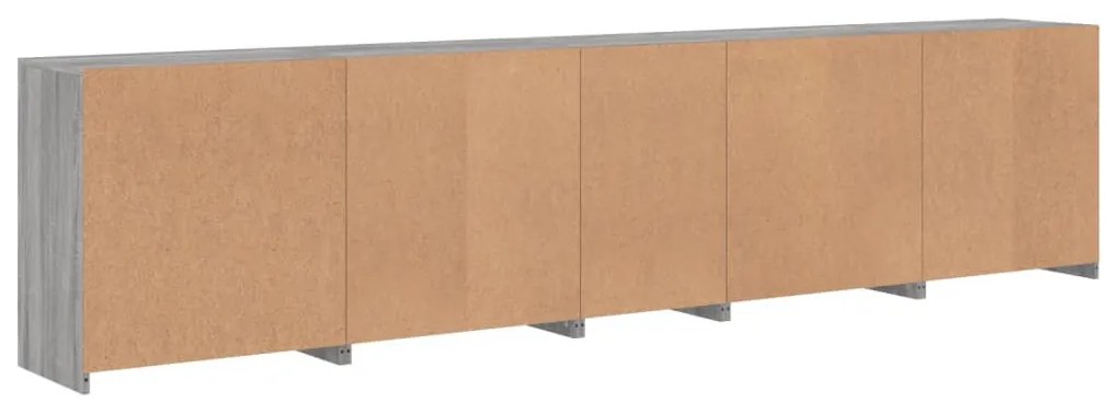 Aparador com luzes LED 283x37x67 cm cinzento sonoma