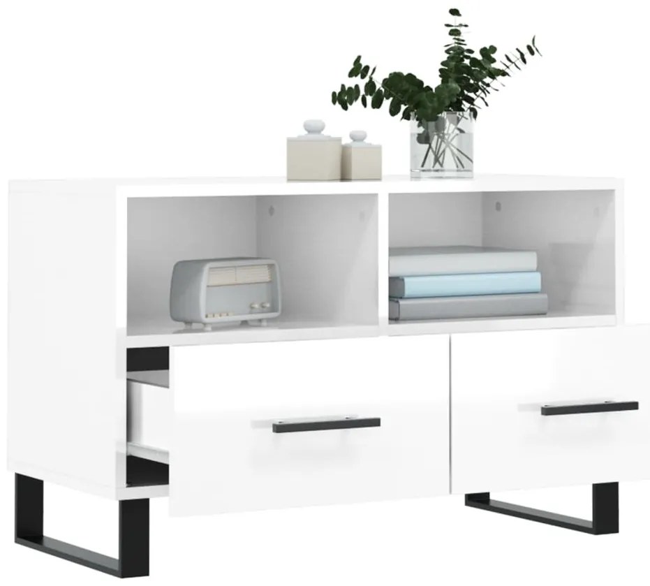Móvel de TV 80x36x50 cm derivados de madeira branco brilhante