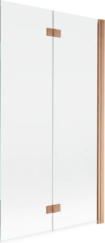 Mexen Mist ecrã de banho de 2 painéis dobráveis à direita 100 x 150 cm, transparente, cobre escovado - 8A9-100-002-65-00-P