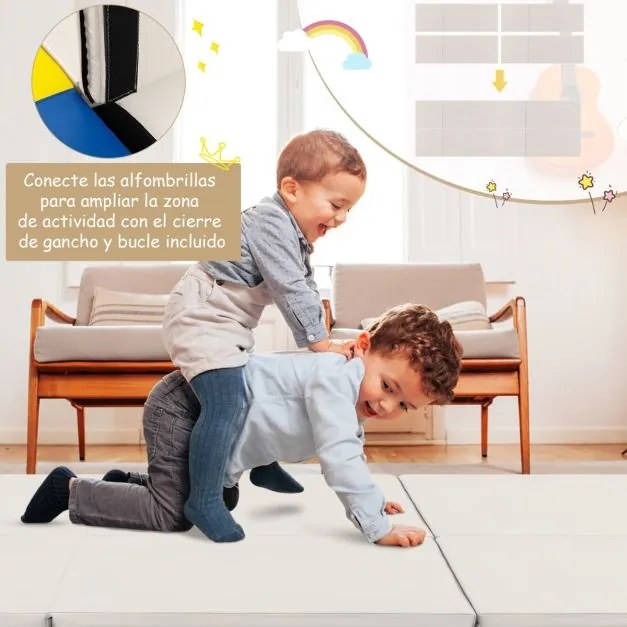 Colchão de ginastica dobrável 180 x 60 x 5 cm de 3 painéis leve e portátil com 2 alças compactas, enchimento de espuma EPE cinza