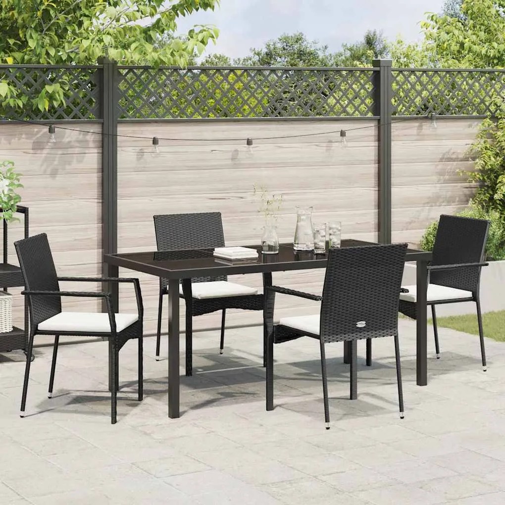 Conjunto de Jantar de Jardim 5 pcs Preto 160 x 80 x 73 cm