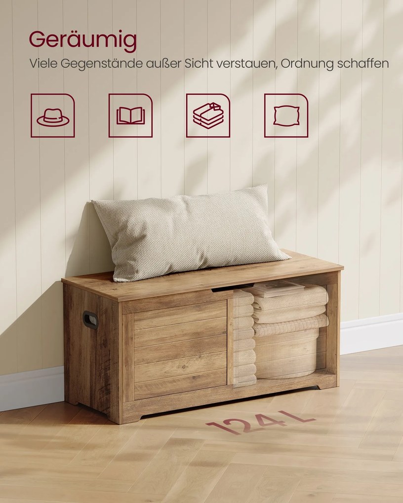 Banco sapateira com espaço de arrumação estilo campestre 40 x 100 x 46 cm castanho mel