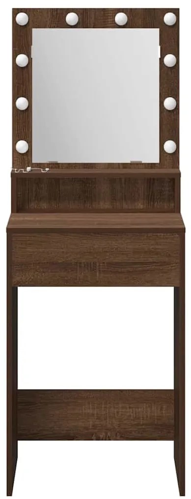 Mesa de Maquilhagem com Luzes LED - Carvalho Castanho - 50x41x135 cm