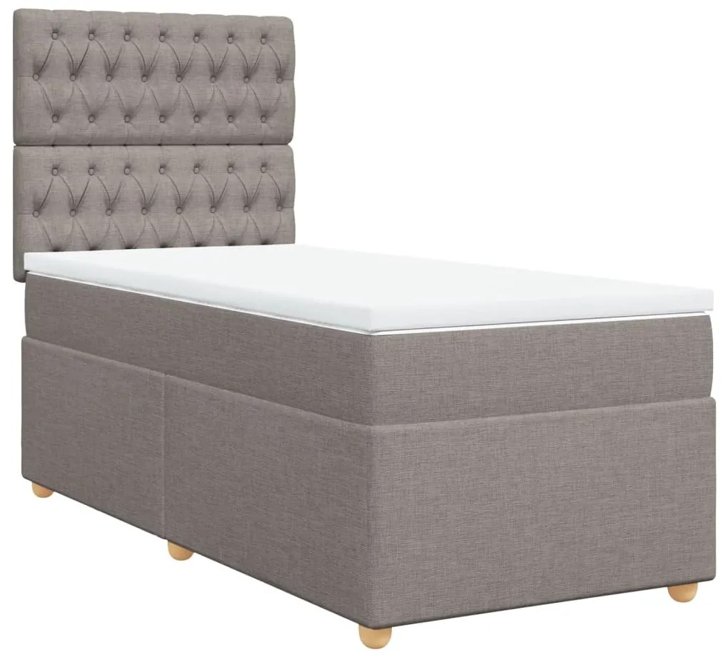Cama com molas/colchão 90x190 cm tecido castanho-acinzentado