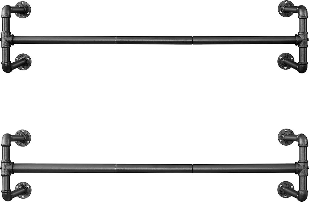 Conjunto de 2 varões para roupa 110 x 30 x 29,3 cm Preto