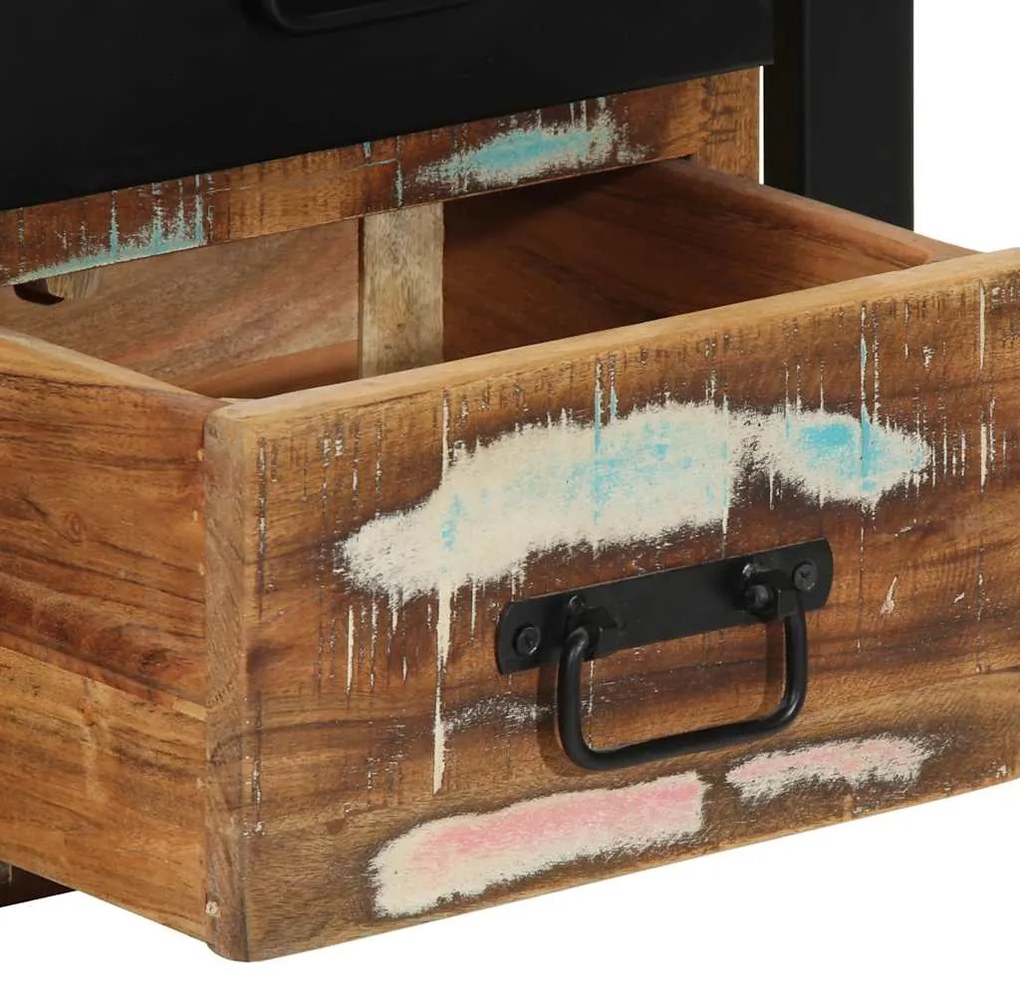 Mesa de cabeceira multicor 40x35x40cm madeira maciça recuperada