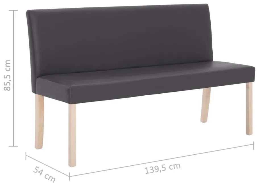 Banco 139,5 cm couro artificial cinzento