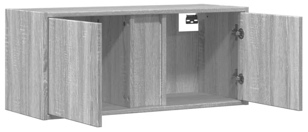 Móvel de parede p/ TV c/ luzes LED 80x31x35 cm cinzento sonoma