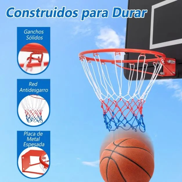 Cesto de basquetebol de 45 cm para montagem na parede com rede Laranja