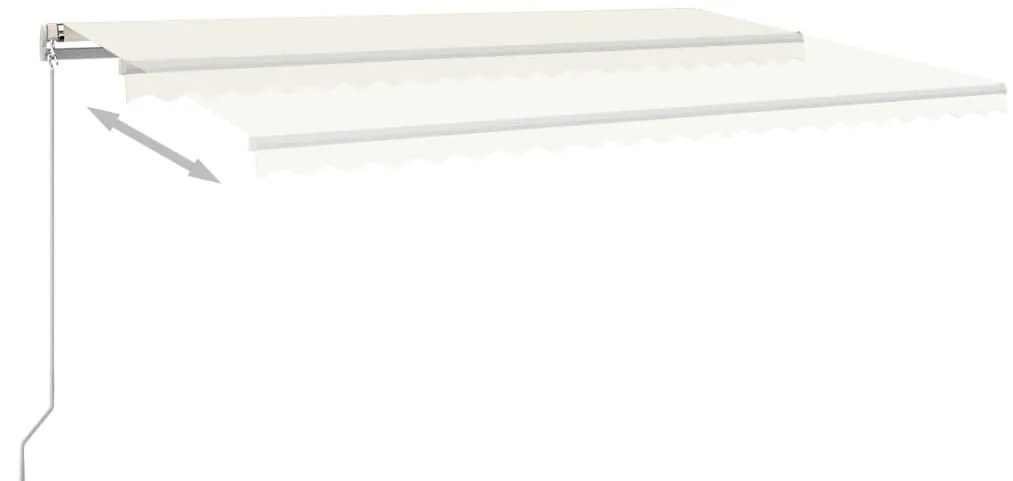 Toldo retrátil automático com postes 5x3,5 m cor creme