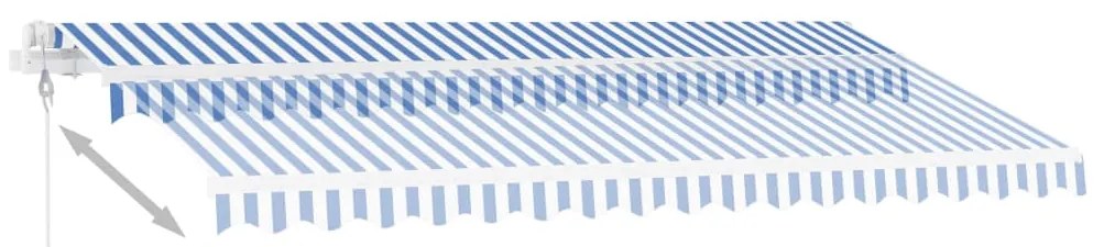 Toldo autom. c/ LED e sensor de vento 450x300 cm azul/branco