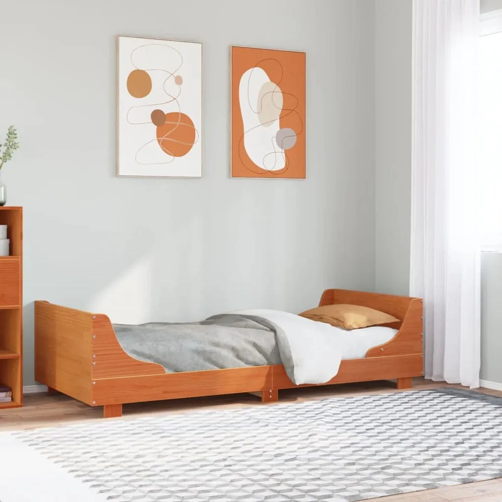 Cama sem colchão 90x200 cm pinho maciço castanho-mel