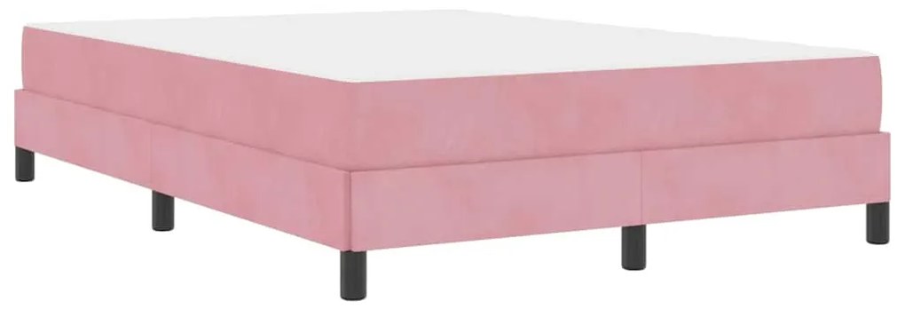 Cama box spring com colchão Rosa 140 x 210 cm Veludo