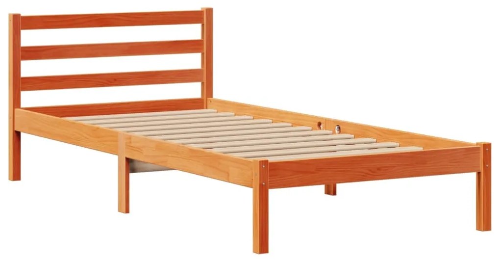 Cama c/ estante sem colchão 100x200cm pinho maciço castanho-mel