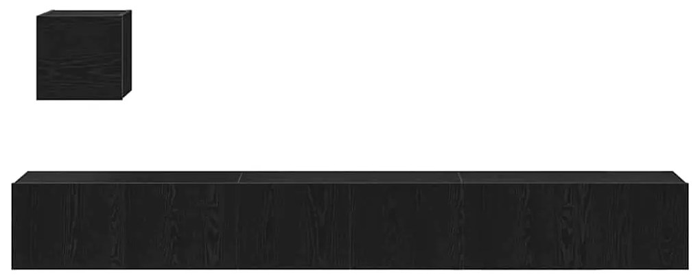 Conjunto de móvel de TV com 4 peças em carvalho preto, madeira engenhe