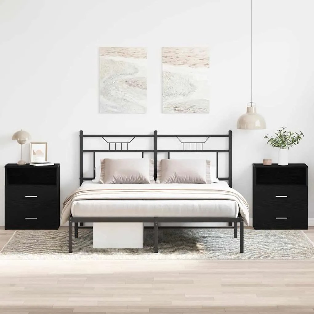 Cabeceiras vidaXL 2 unidades Carvalho Preto 50x32x60cm Madeira de Enge