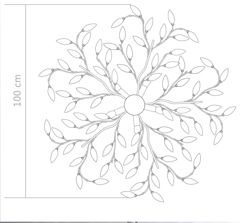 Candeeiro teto braços folhas de cristal acrílico 5 E14 branco