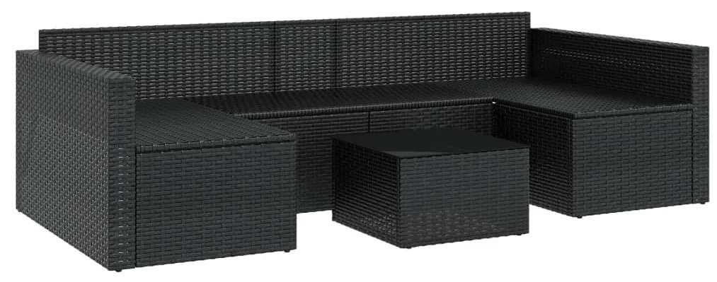 2 pcs conjunto lounge de jardim c/ almofadões vime PE preto