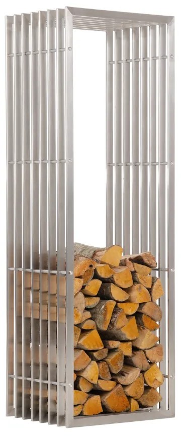Suporte para lenha Irving em aço inoxidável 50 x 150 x 40 cm Prateado