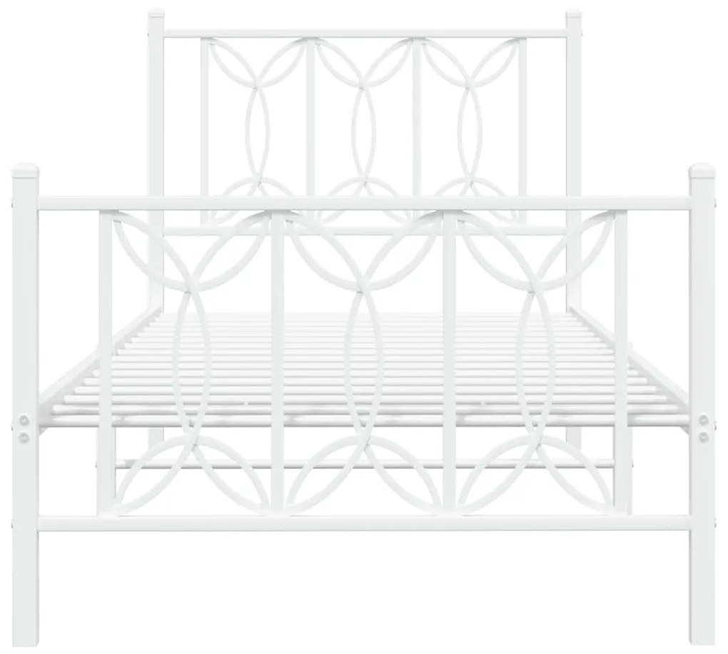 Estrutura de cama com cabeceira e pés 90x200 cm metal branco