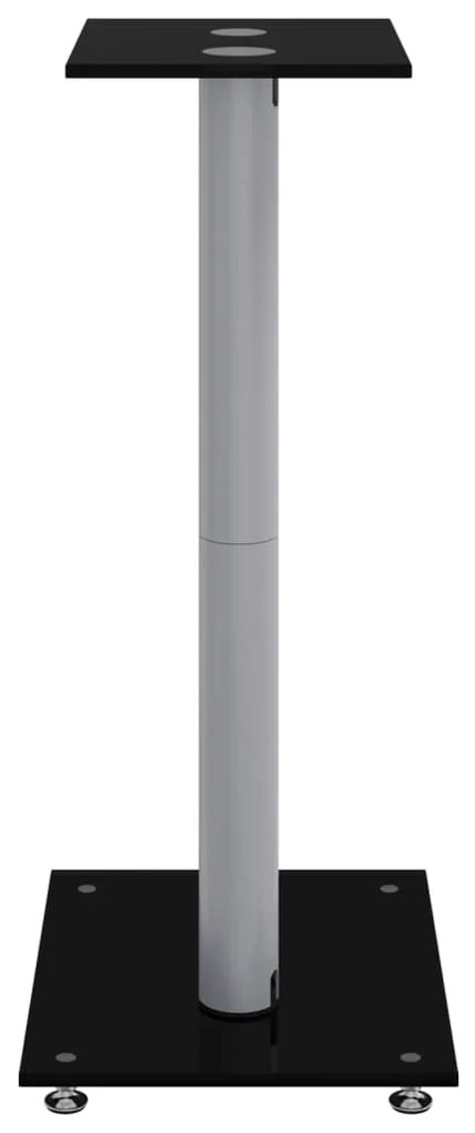 Suportes colunas 2 pcs vidro temperado 2 pilares preto/prateado