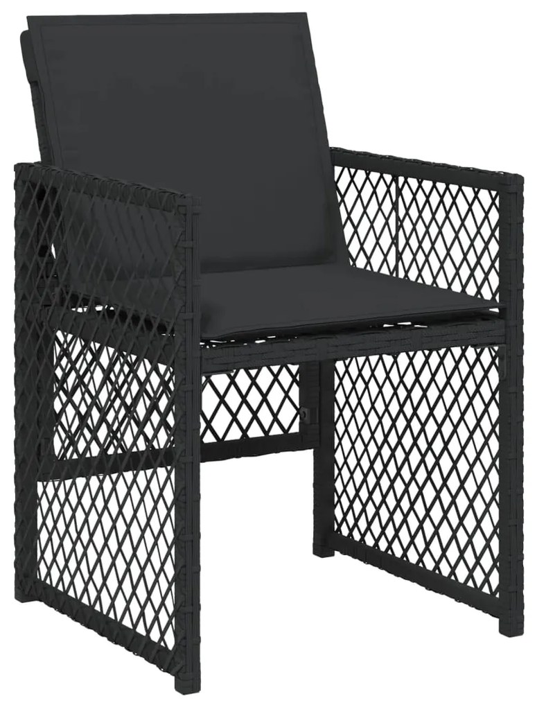 13 pcs conjunto de jantar p/jardim com almofadões vime PE preto