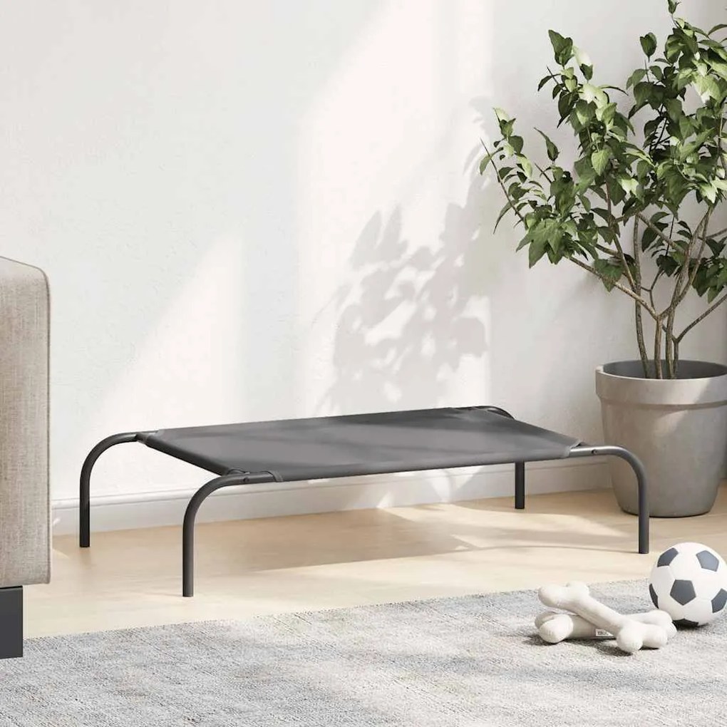 Cama para cães elevada 90x50x20 cm Textilene e aço cinzento