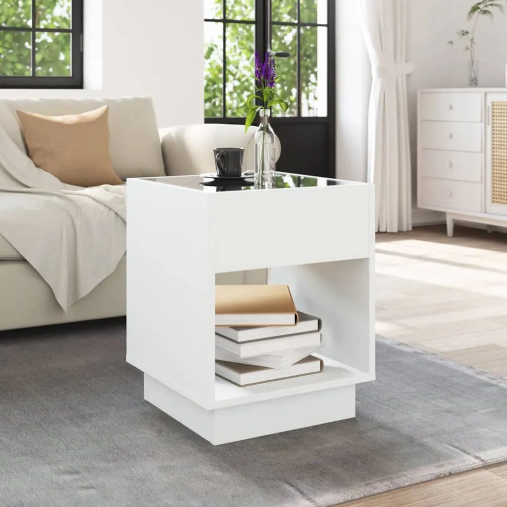 Mesa de centro luzes LED Infinity 40x40x50 cm branco