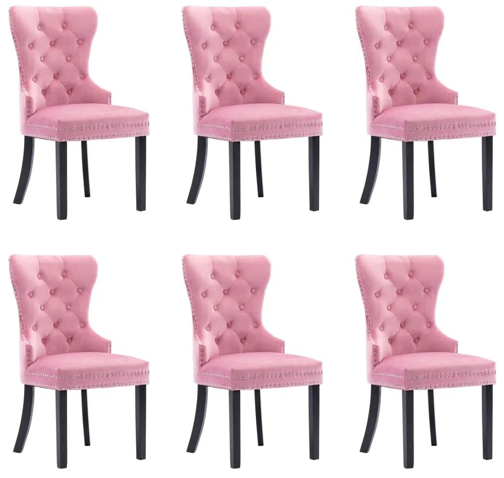 3055880 vidaXL Cadeiras de jantar 6 pcs veludo rosa