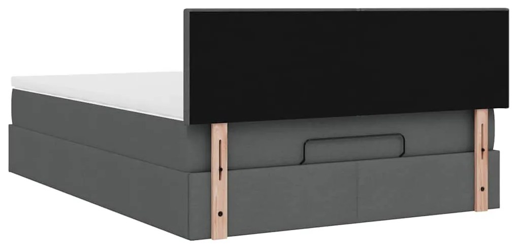 Cama otomana com colchão 140x190 cm tecido cinzento escuro