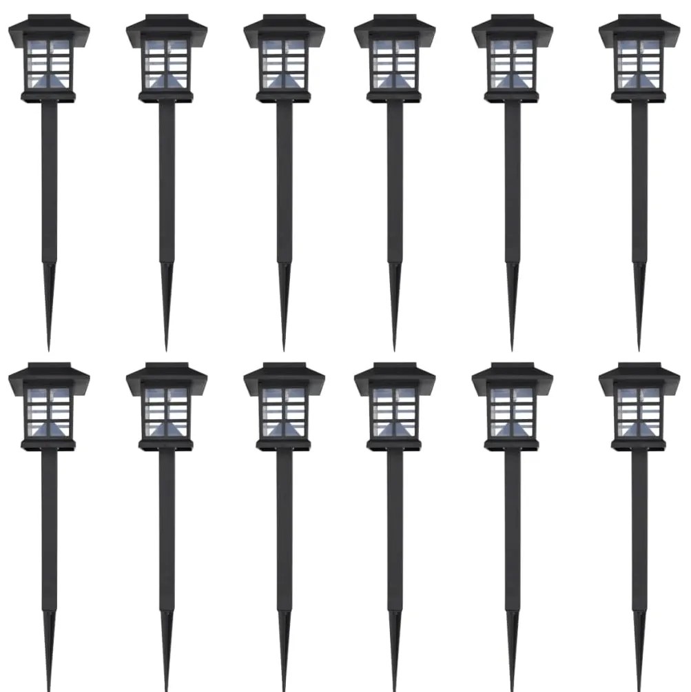 Conj. de luzes LED solares de exterior c/ estacas 12 pcs 8,6x8,6x38 cm