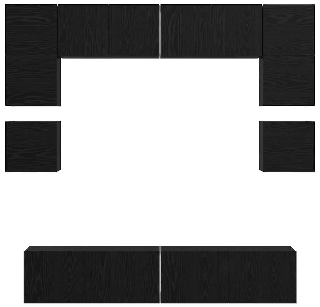 Conjunto de móvel de TV 8 pcs Carvalho Preto 80 x 30 x 30 cm