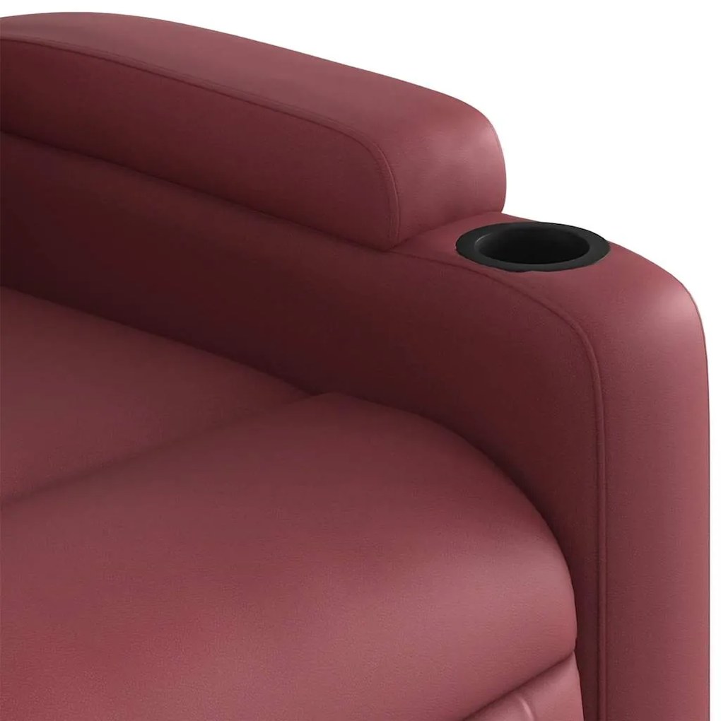 Poltrona reclin. elevatória elétrica couro artif vermelho-tinto