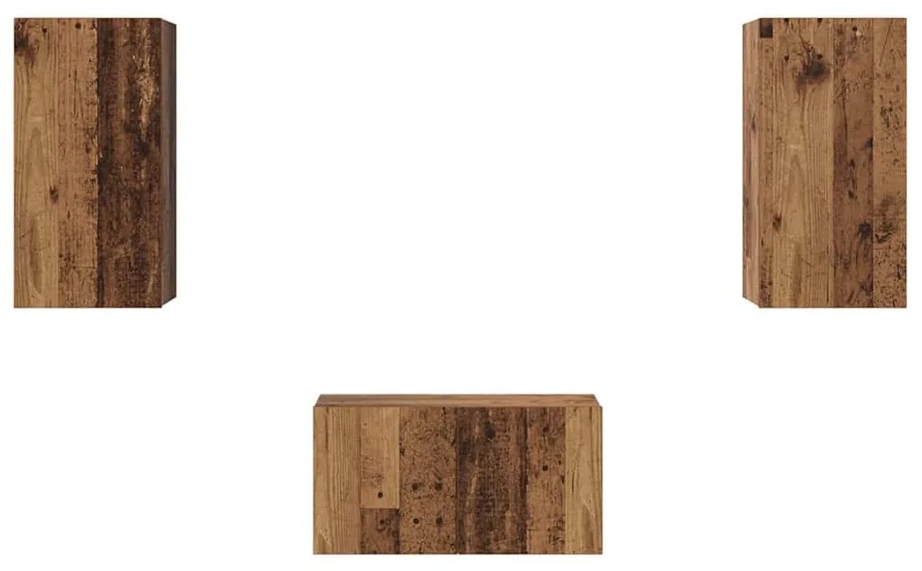 Conjunto de móvel de TV 3 pcs Madeira antiga 60 x 30 x 30 cm