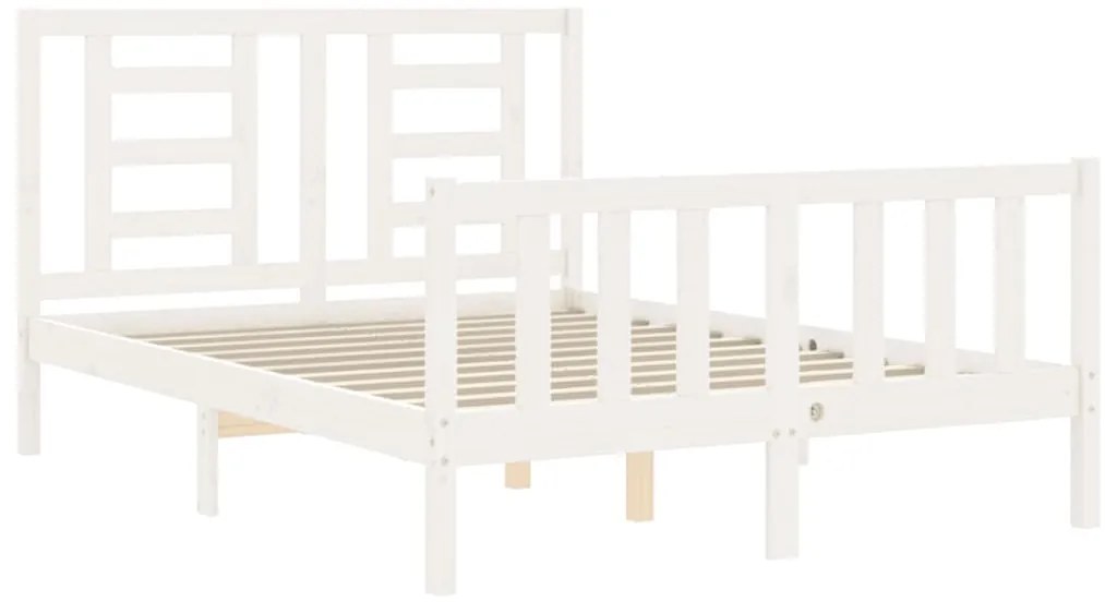 Cama sem colchão 140x200 cm madeira de pinho maciça branco