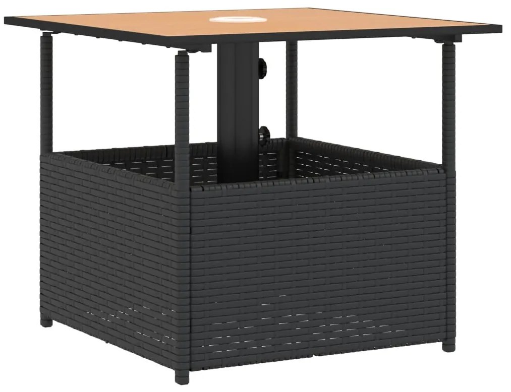 Mesa jardim c/ orifício guarda-sol 55x55x46,5cm vime PE preto