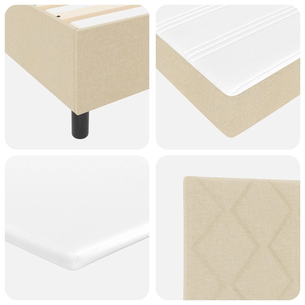 Cama Box Spring com Colchão Bege 80x200 cm Tecido