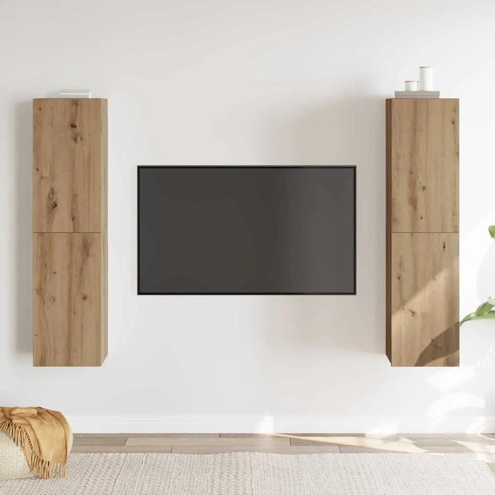 Conjunto de móvel de TV 4 pcs carvalho artisiano