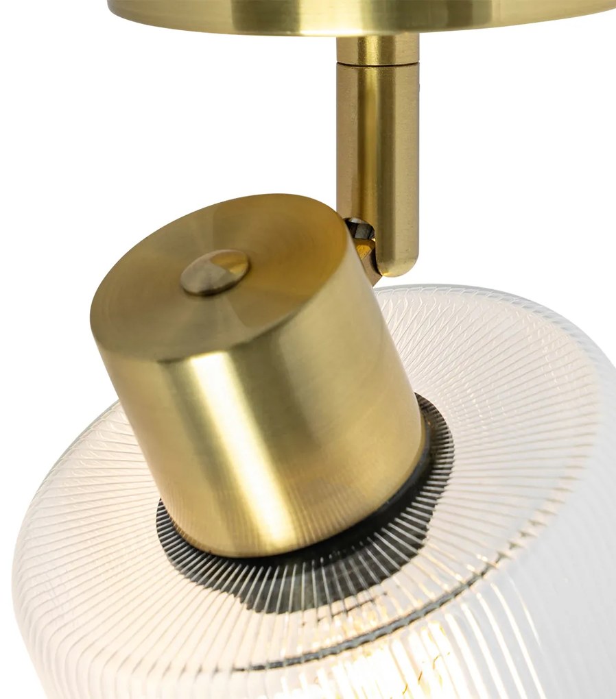 Candeeiro de teto Art Déco dourado com vidro ajustável - Laura Art Deco
