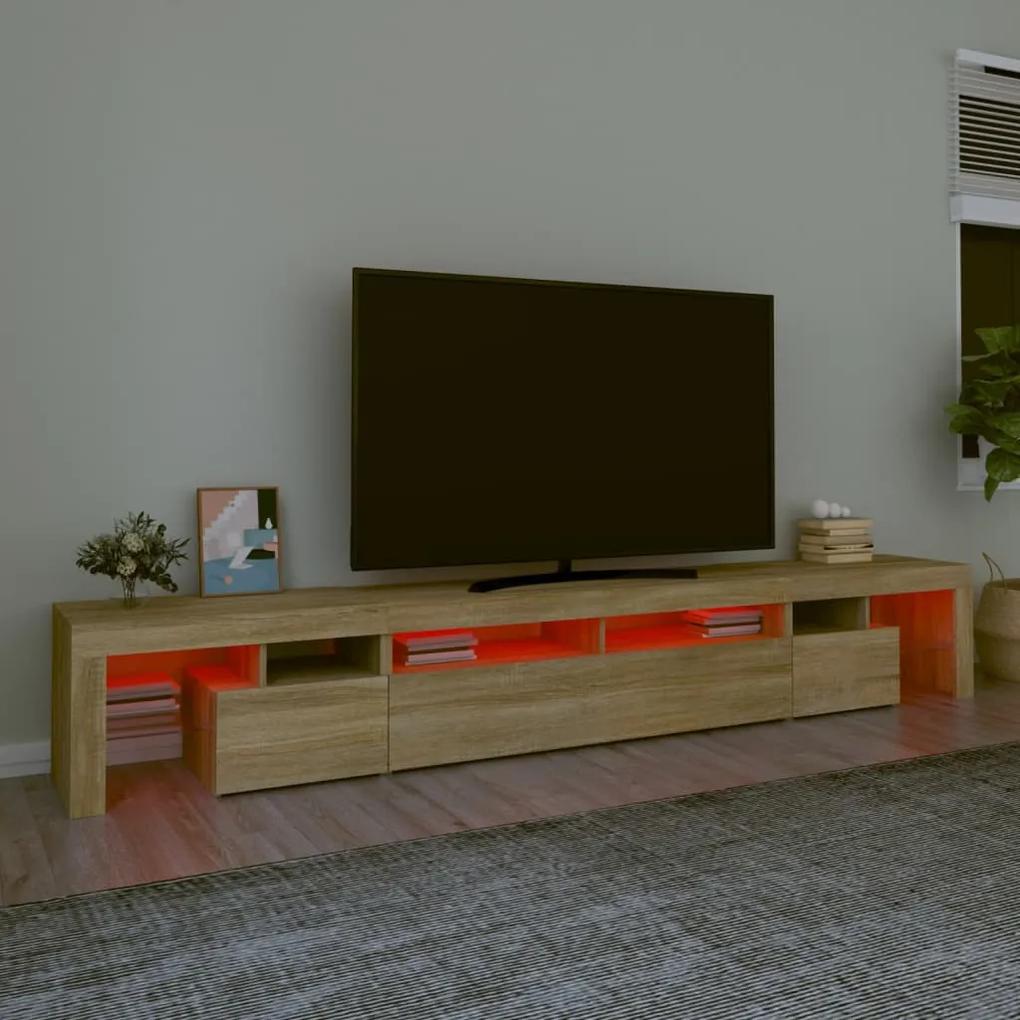 Móvel de TV com luzes LED 260x36,5x40 cm carvalho sonoma