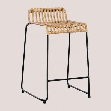 Banco Alto Em Rattan Sintético Aroa ↑65 Cm & Negro - Sklum