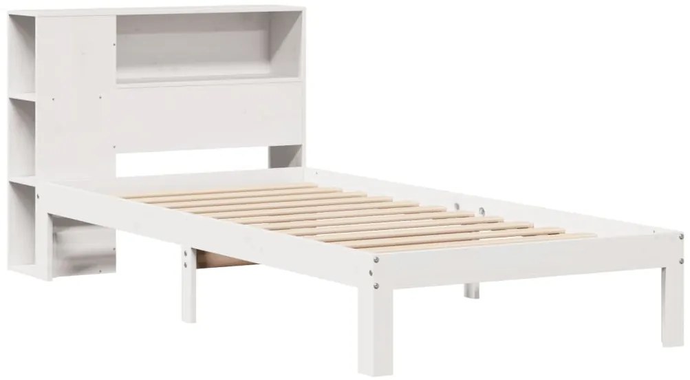 Cama com estante sem colchão 90x190 cm pinho maciço branco