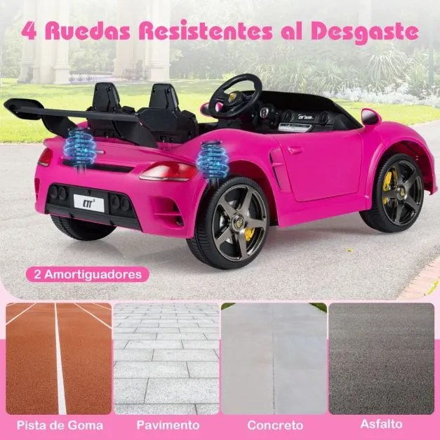 Carro Elétrico para crianças Bateria de 24V, 4x4  com Controlo Remoto para Pais Luzes LED Buzina Música e Ligação Rosa