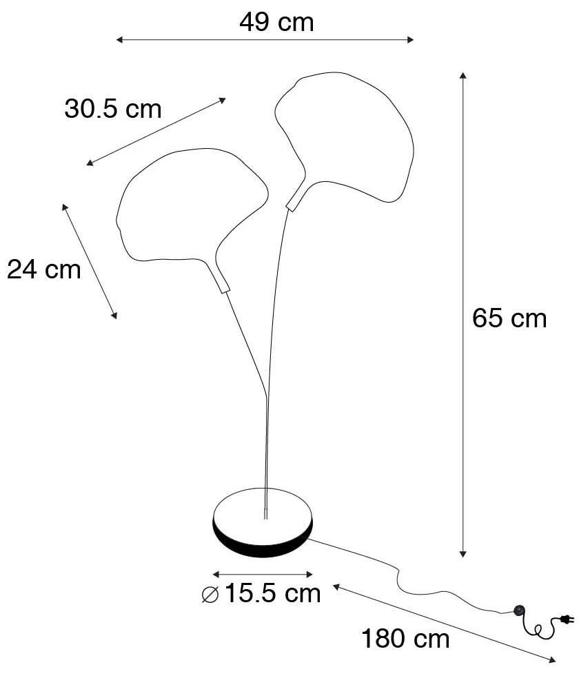 Candeeiro de mesa oriental em latão com preto 2 luzes - Louka Oriental