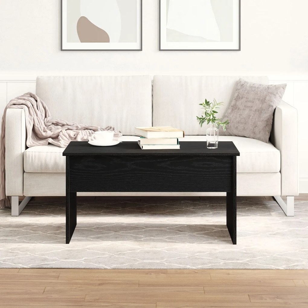 Mesa de Café de Carvalho Preto vidaXL - 80 x 50,5 x 41,5 cm
