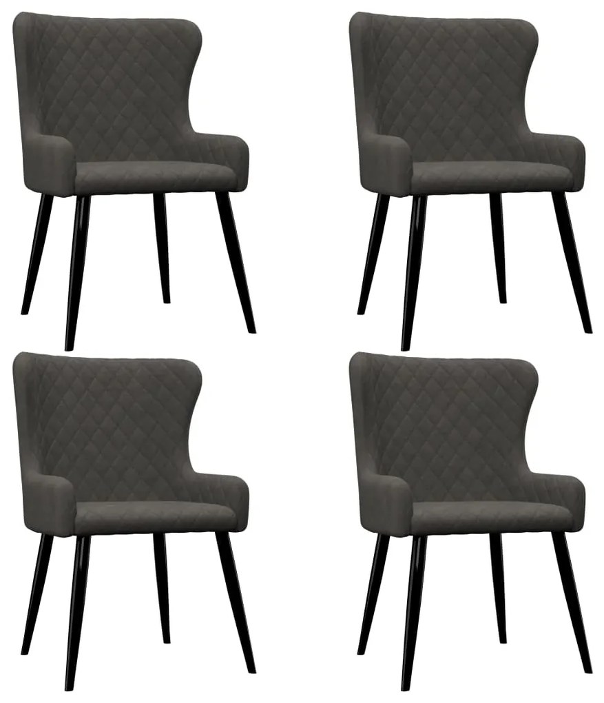 vidaXL Cadeiras de jantar 4 pcs veludo cinzento