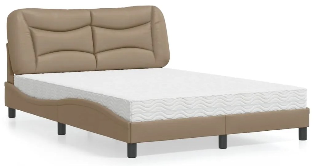 vidaXL Cama com colchão Hvar 120x200 cm couro artificial cappuccino
