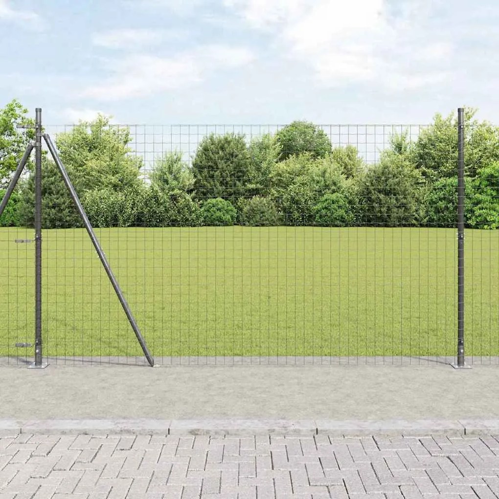 vidaXL Postes de Cerca com Base - 52 pcs Ø32mm, 88,5cm, Aço Galvanizado.